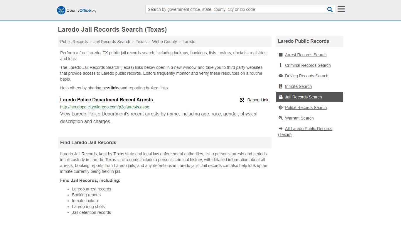 Jail Records Search - Laredo, TX (Jail Rosters & Records) - County Office